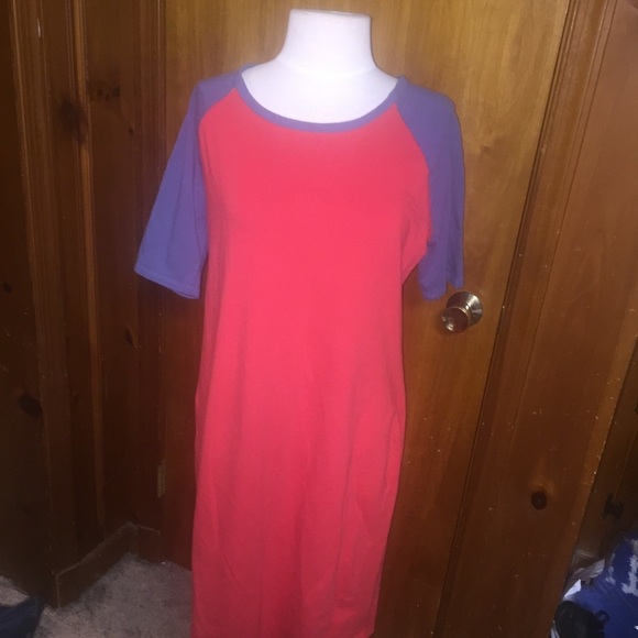 𝅺Lularoe julia Red/blue sheath dress plus size 2x - Picture 1 of 4